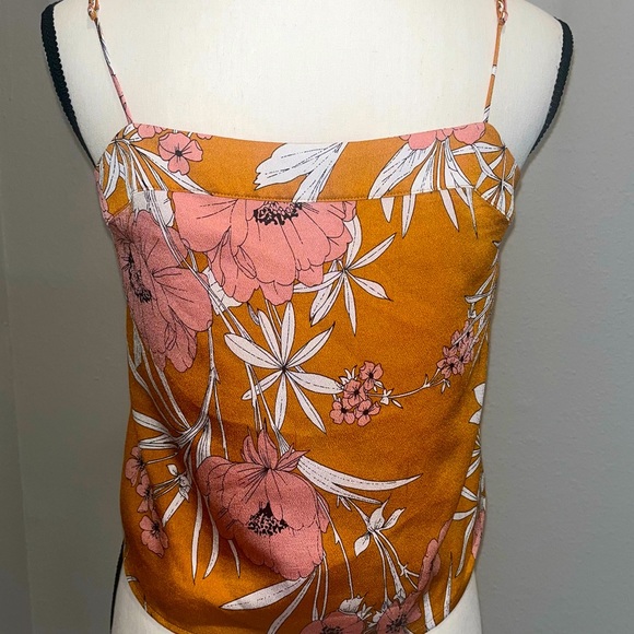 Orange/pink floral cami top - Picture 3 of 4